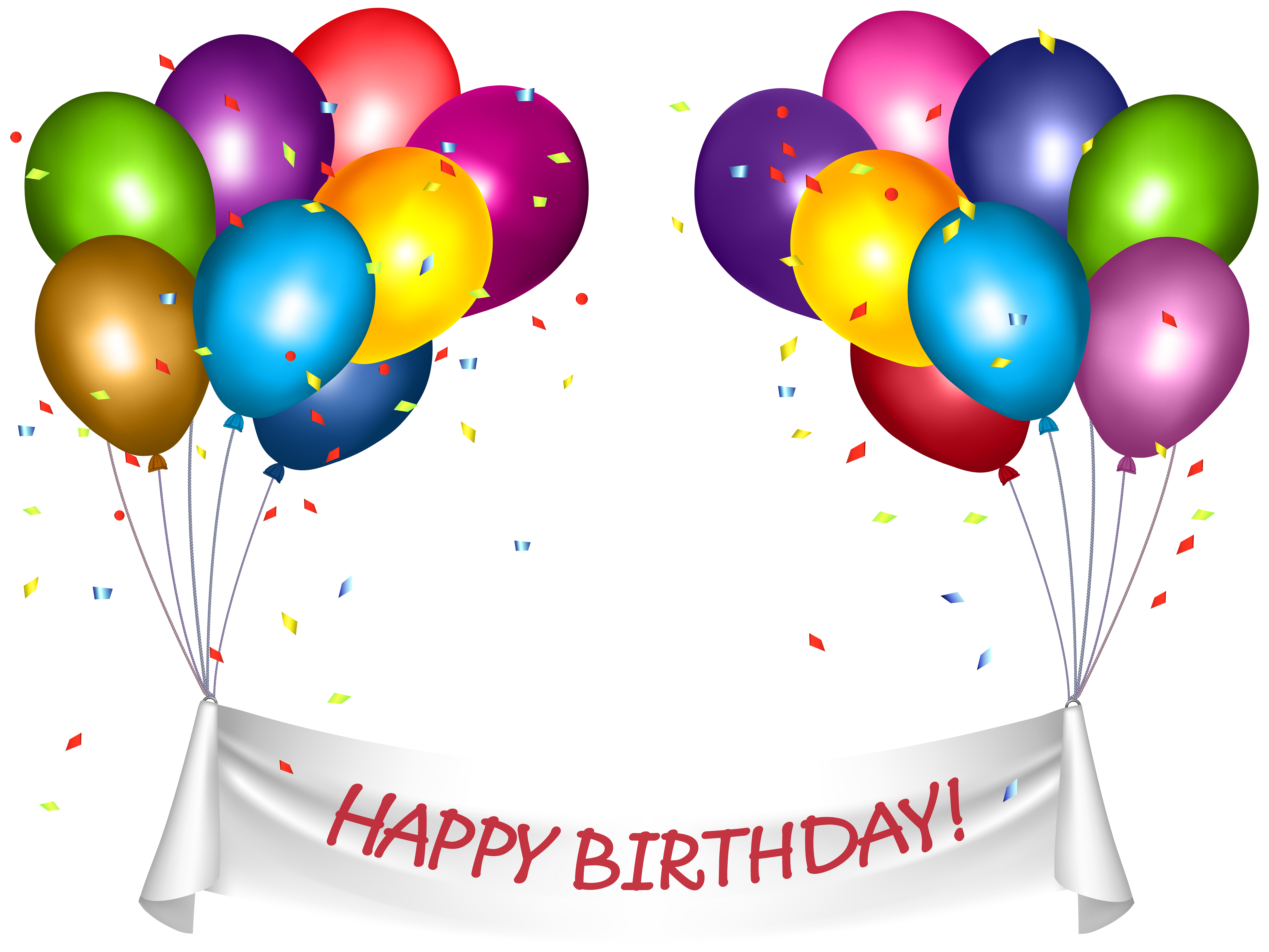 Transparent Happy Birthday Banner and Baloons PNG Clip Art​